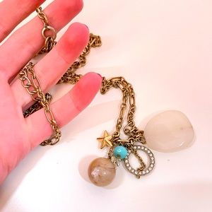 Y2K SIGNED Park Lane Gold Tone Boho Designer Long Statement Charm Necklace